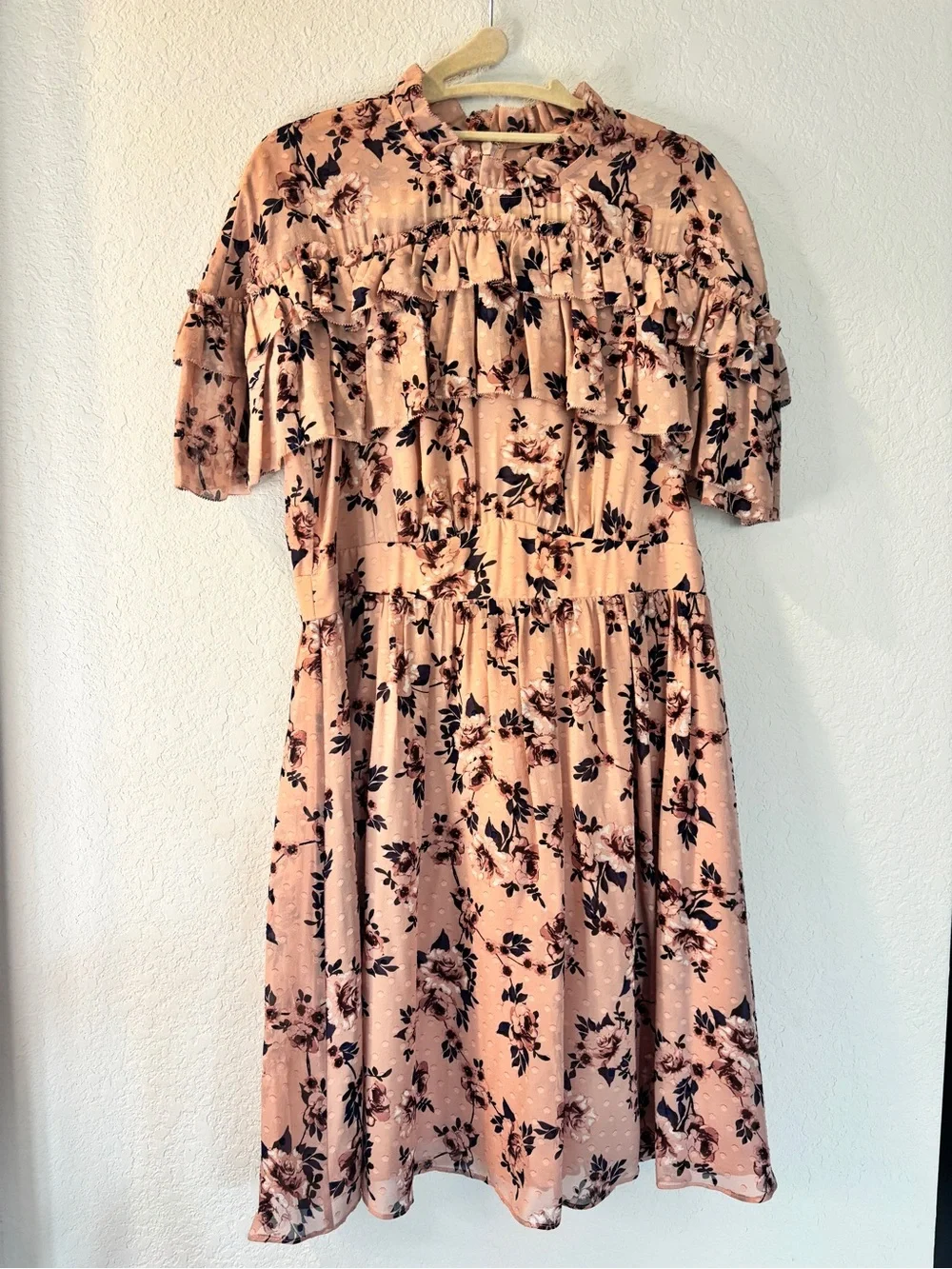 kate spade Camel Floral Ruffle Mini Dress - Picture 2 of 4